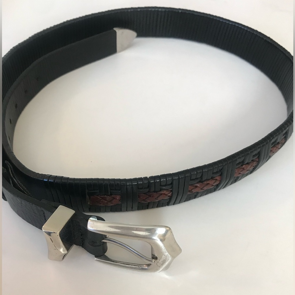 Crookhorn Black & Brown Wrapped & Woven Leather Belt. Size 38/90.